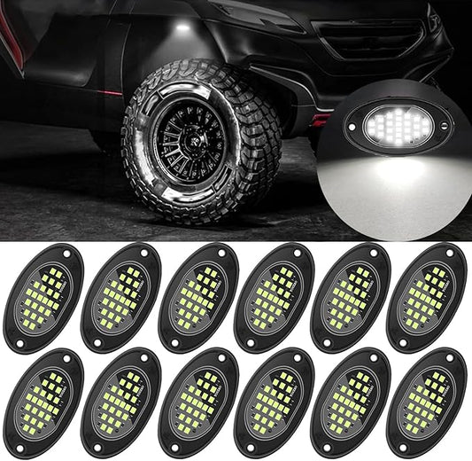 12 Pods Rock Lights Pure LED Lights for Car SUV Ambient Underglow Lights Waterproof Neon Trail Rig Lamp Lighting for Truck