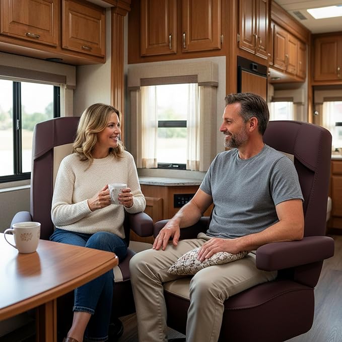 VALUN RV Seat Covers (Brown 2 Pack) – Captains Chair Seat Covers for RV Captain Chair & Motorhome Chairs, Universal Fit RV Chair Covers for Camper, Trailer, Van, Protects Against Dirt, Spills & Wear