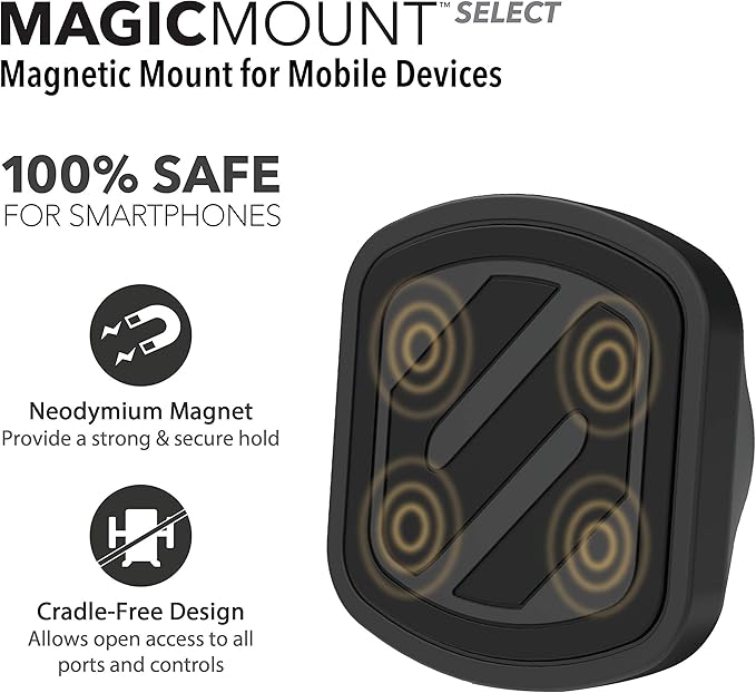 Scosche MMD-RPSP1 MagicMount Select Magnetic Car Phone Holder - Strong Magnet Mount for iPhone and Android - Secure Magnetic Cell Phone Mount for Car Dash - Universal 360° Mobile Cellphone Holder