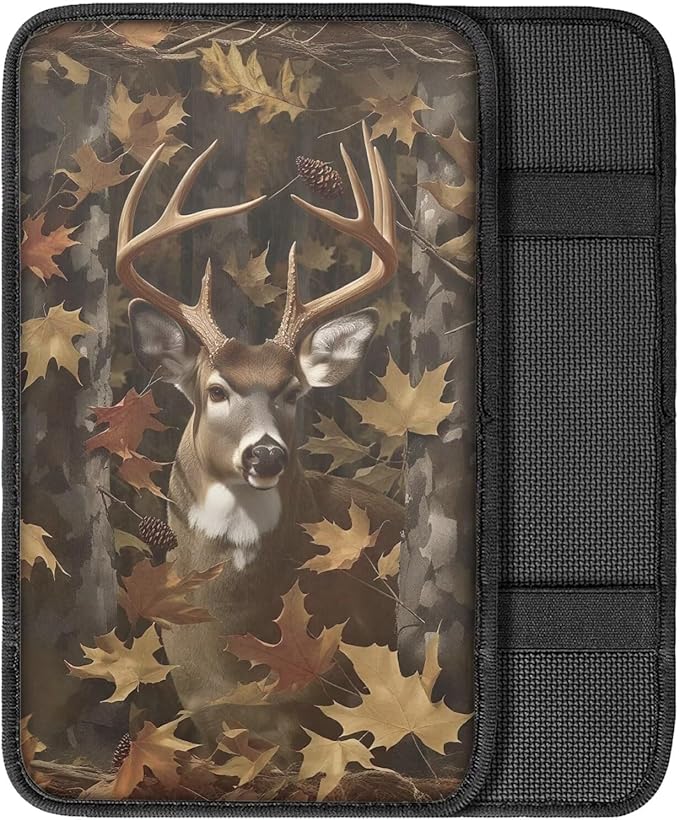 Dreaweet Deer Hunting Camo Arm Rest Cover for Car Universal Fit Center Console Cover Anti-Scratch Universal Armrest Cover for SUV Sedan