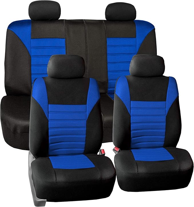 TLH Car Seat Covers Premium 3D Air Mesh Automotive Seat Covers Full Set Blue Seat Covers Airbag Compatible and Split Rear Car Seat Cover Universal Fit Interior Accessories for Cars Trucks and SUV