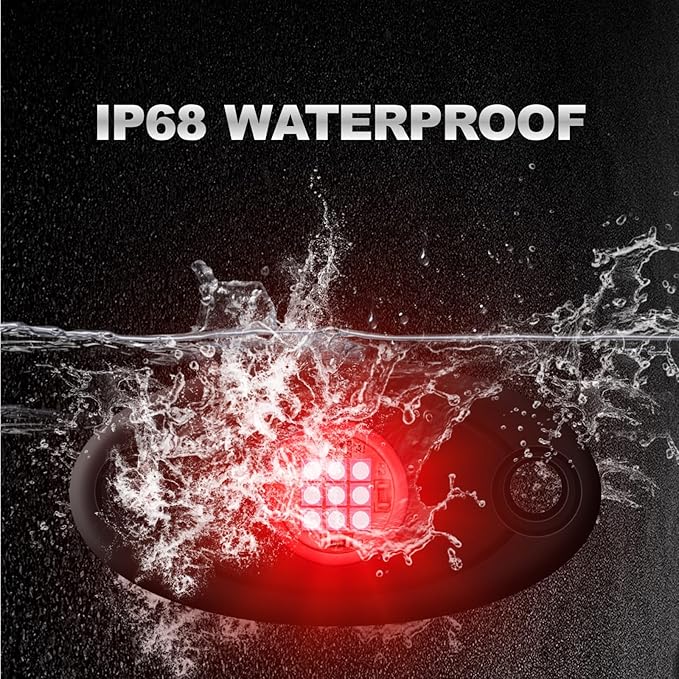 4Pods LED Rock Lights LED Neon Underglow Lights for Car Trucks ATV UTV SUV Boat Underbody Glow Trail Rig Lights Waterproof (red)