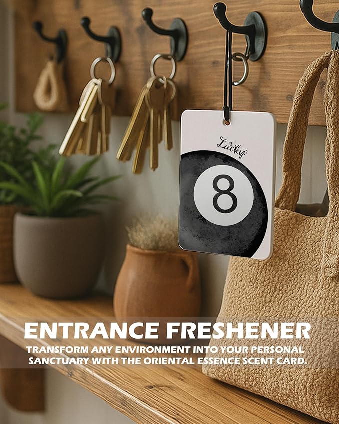 Vintage Black Coquette Cologne Car Air Freshener 4 Pcs, Trendy Preppy Disco Ball Lucky 8 Ball Hanging Air Freshener for Cars Bathroom Dorm Books Decor, Retro Accessories Gifts for Women Girls