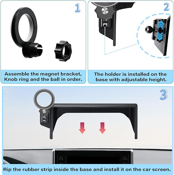 Car Phone Holder for Toyota RAV4 2019 2020 2021 2022 2023 2024 2025 Accessories Apply to 7/8 Inch Touch Screen Fixed Clip Magnetic Cell Phone Mount Hands-Free 360 Degree Rotation