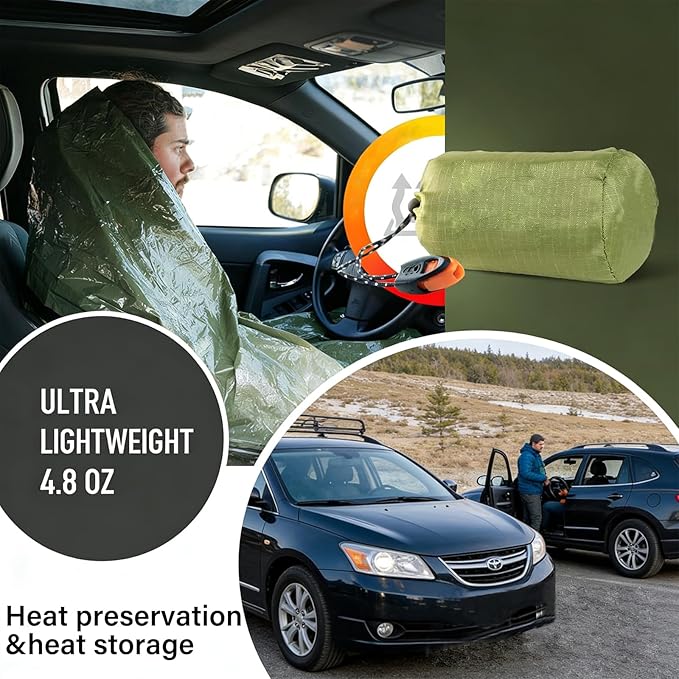 Sleeping Bag, Terrashell Blanket, Emergency Sleeping Bag, Compact Lightweight, Waterproof, Heat Blanket Survival for Survival Kit Car Camping Gear Hiking Go (25 μm)