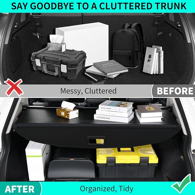 Tecoom Cargo Cover fit for Chevy Equinox Accessories 2018-2025, Retractable Rear Trunk Cover Luggage Security Shade, Anti-Peeping Privacy Screen Protector, Carbon Fiber Texture