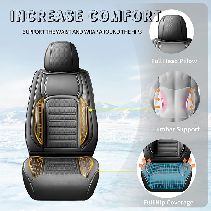 Fit Tucson Premium Leather Car Seat Covers Compatible with Hyundai Tucson 2010-2024 2026, Breathable, Wear Resistant, Airbag Compatible, All-Weather Protection & Full Coverage, Full Set Black