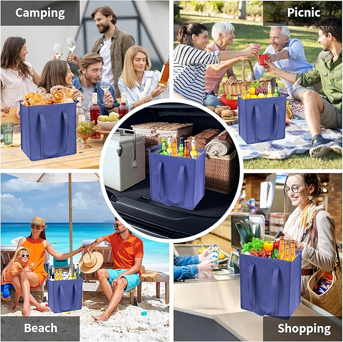 Insulated Grocery Bags with Zippered top Frozen Food Shopping Groceries Travel Insulated Tote Cooler Thermal Bags