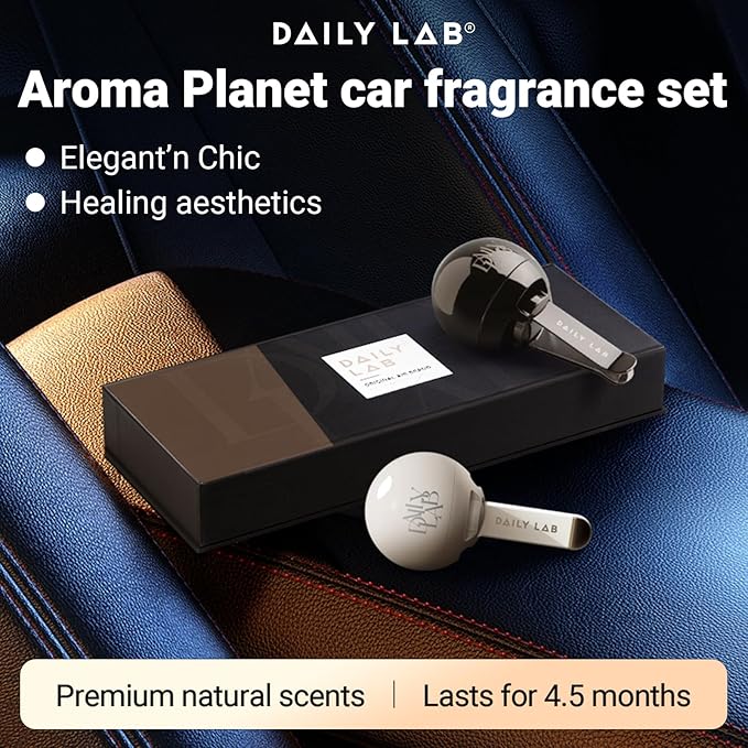 DAILY LAB Aroma Planet Car Perfume Air Freshener - Vent Clip, 3 Scents, 6 Refills, Luxe-in Car Accessories, 45-Day Long-Lasting Scents