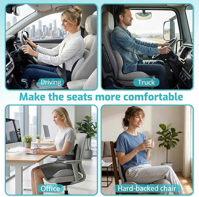 Ergonomic Seat Cushion,Office Chair Cushion with Lumbar Support Pillow,Car Orthopedic Seat Cushions,Designed for Sciatica,Tailbone,Back Pain Relief,for Office,Car,Truck,Home,Desk Chair