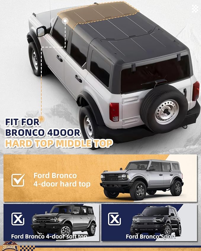 Hard Top Storage Bag fit for Fit for 2021-2026 Ford Bronco 4-Door and 2-Door Front Top