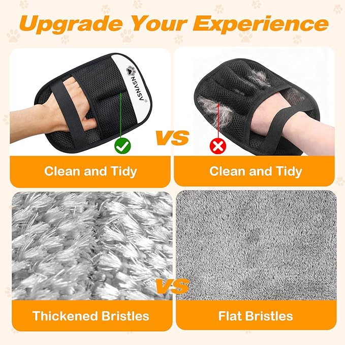 Pet Hair Remover Glove, Electrostatic Pet Hair Remover Glove for Cats Dogs, Reusable Magic Brush Pet Hair Remover for Bed, Clothing, Couch, Carpet, Car Seat