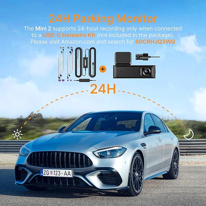 Miofive Dash Cam Mini 2, 2K+1080P FHD, Built-in Wi-Fi GPS Smart Dash Camera for Cars, 125° Wide-Angle FOV, HDR, Night Vision, G-Sensor, iOS/Android App, Loop Recording, Parking Monitor, Time-Lapse