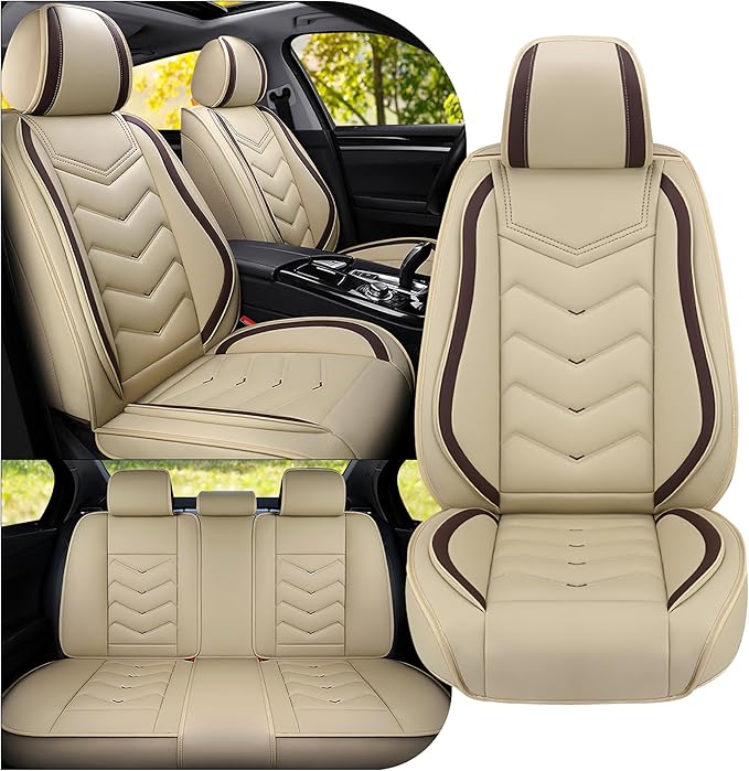 Car Seat Covers Fit for Infiniti g37 2000-2026, Stylish Sport Seat Covers, Waterproof Wear-Resistant Premium Nappa Leather Car Seat Cover.(Full Set/Beige)