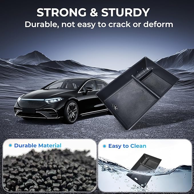 Center Console Organizer Tray Storage Box for Mercedes Benz EQS 450+ 400 580 AMG SUV/EQE 350 350+ 500, Interior Accessories Insert Tray Storage Box for 2026 2025 2024 2023 EQS/EQE, Black