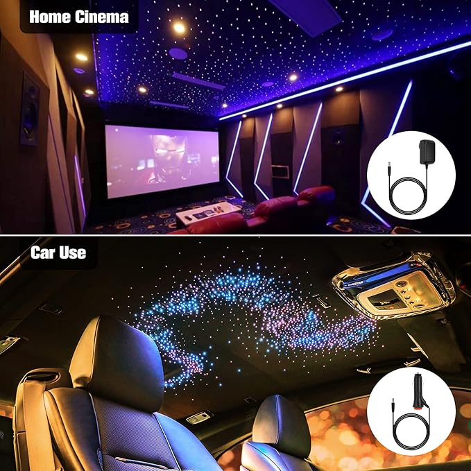 CHINLY Starlight Headliner Kit Twinkle 550pcs 13.1ft 0.02in 16w Fiber Optic Lights kit, Music Mode Bluetooth APP Control Remote, RGBW Star roof Lights for Star Headliner/Home Theater/Pool Ceiling