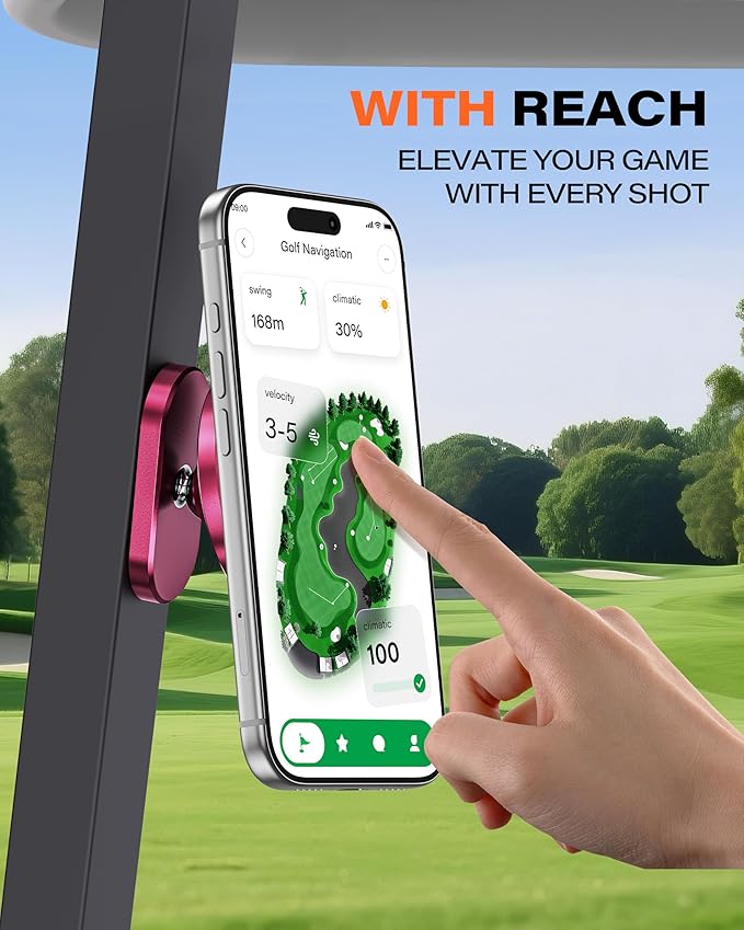 A2C Alloy Magnetic Golf Cart Phone Holder for MagSafe iPhone, Unique Golf Gifts for Women Golfers Mon Mother, Golf Gift for Her Wife Golf Lovers, Golf Course Accessories Essentials Gadgets (Burgundy)