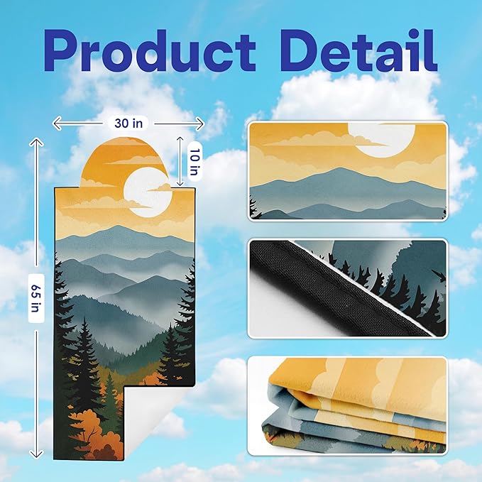 2 Pack Car Seat Towel Covers, Sweat Protector for Front Seats, Premium Thickened Microfiber with National Park Geyser Landscape, Breathable & Quick Dry, Slip-on Headrest Pocket for Gym, Beach, Running