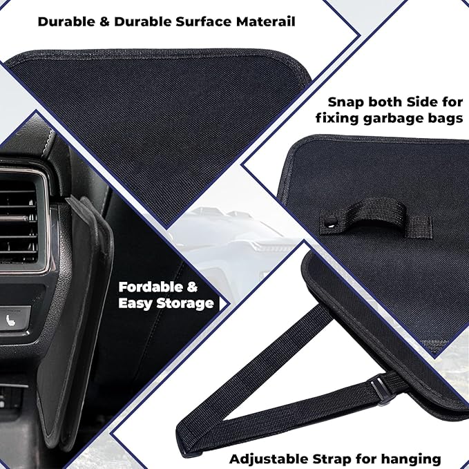 Car Trash Can, Foldable Trash Can Collapsible Hanging Trash Bag for Car Seat, 2 Gallons Leakproof Garbage Bags, Cars Must Haves Interior Accessories Essentials