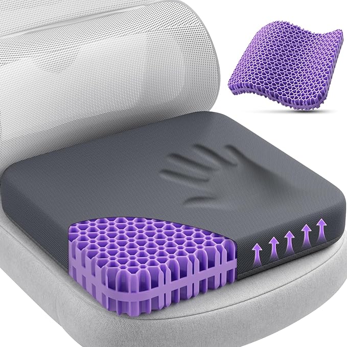 TushGuard Gel Seat Cushion for Long Sitting, Enlarged & Thickened Patent Design Office Chair Seat Cushion, Breathable Cooling Pads for Chairs, Soft Car Cushions for Wheelchair(X-Large, Grey)