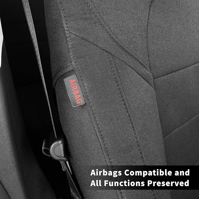 coverdream Cloth Seat Covers Custom Fit for Toyota RAV4 2019-2024 2025 LE,XLE,XLE Premium,Limited,Fully Covered,Airbag Compatible,Breathable Fabric Car Seat Protector(Full Set,Black)