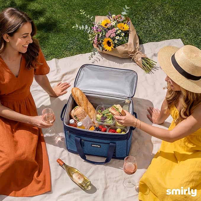 SMIRLY Cooler Bags Insulated – Collapsible Cooler, Portable Leakproof and Soft Sided - Large Foldable Ice Chest for Camping, Beach, Travel, Picnic, Car, Grocery