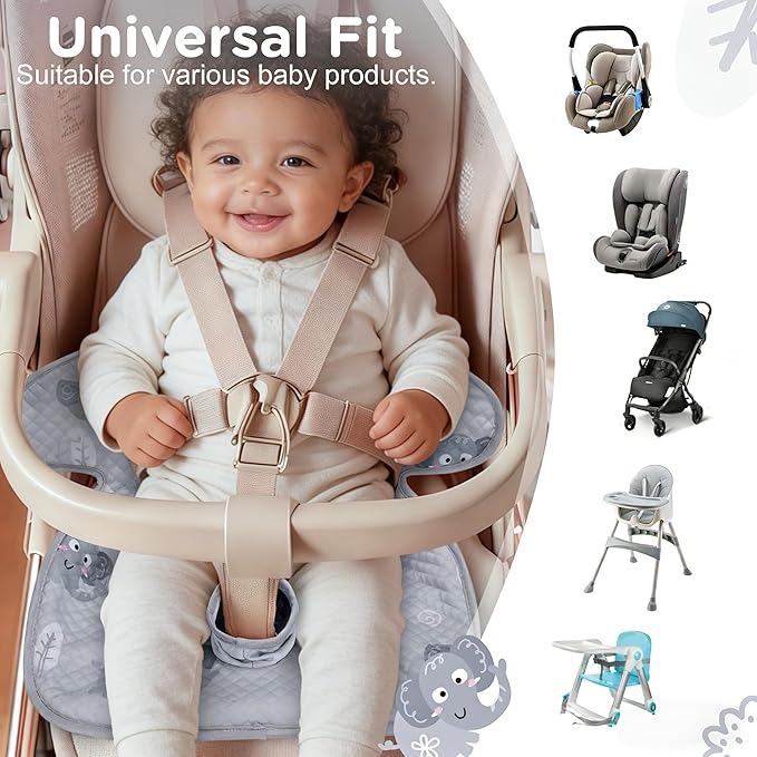 Car Seat Potty Training Protector Set, 2 Pack Waterproof Piddle Pad for Baby Toddlers, Leak-Proof Car Seat Liner with Non-Slip 2 Strap Covers, Machine Washable - Gray