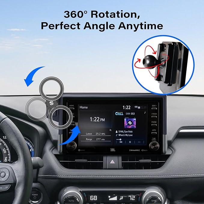 Car Phone Holder for Toyota RAV4 2019 2020 2021 2022 2023 2024 2025 Accessories Apply to 7/8 Inch Touch Screen Fixed Clip Magnetic Cell Phone Mount Hands-Free 360 Degree Rotation
