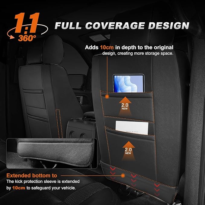 AOMSAZTO Custom Fit Seat Covers for Toyota RAV4: 2022 2023 2024 2025 SE Hybrid, 2019 2020 2021 2022 2023 2024 2025 Prime & XSE Hybrid - Full Set Waterproof Faux Leather (Black)