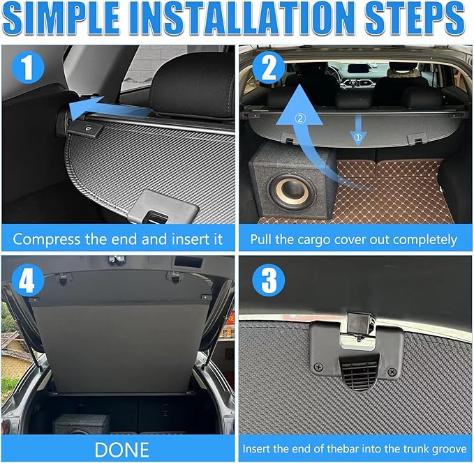 MIALUTY® Cargo Cover for 2017-2025 Mazda CX5 Retractable Trunk Cover CX-5 Accessories Anti-Peeping Anti-Theft Privacy Screen,Trunk Luggage Shield Shade Carbon Fiber Texture