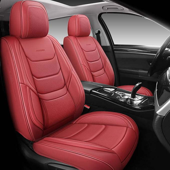 Full Coverage Full Set Waterproof Leather Car Seat Covers with Lumber Support and Airbag Compatible Universal Fit for Most SUVs,Trucks,and Sedans with 5 Seats in Automotive Seat Covers