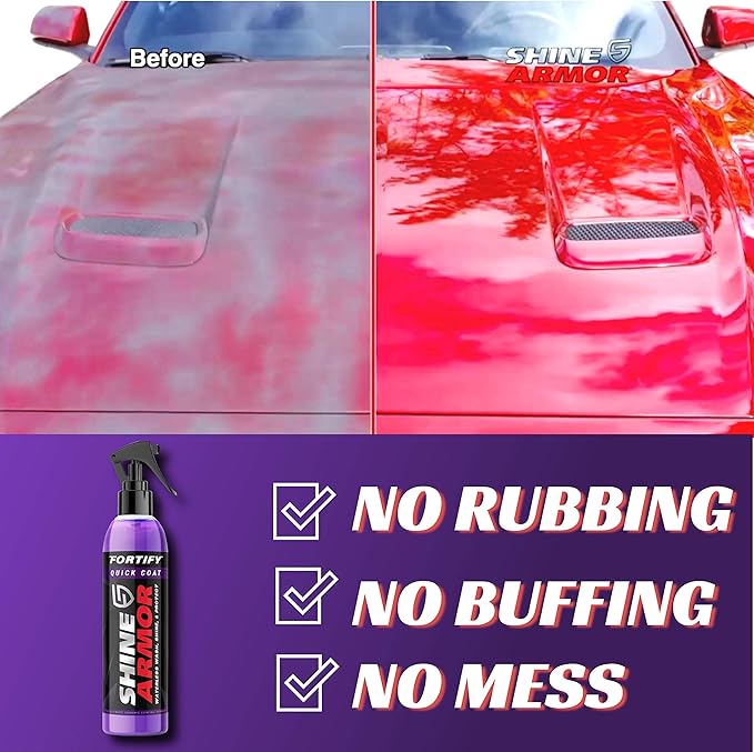 SHINE ARMOR Fortify Quick Coat High Performance Ceramic Coating, Car Wax Spray, Hydrophobic Top Coat Polish and Polymer Paint Sealant Protection for Vehicle Leather Seat, Tires, Bumpers, Rims Made in