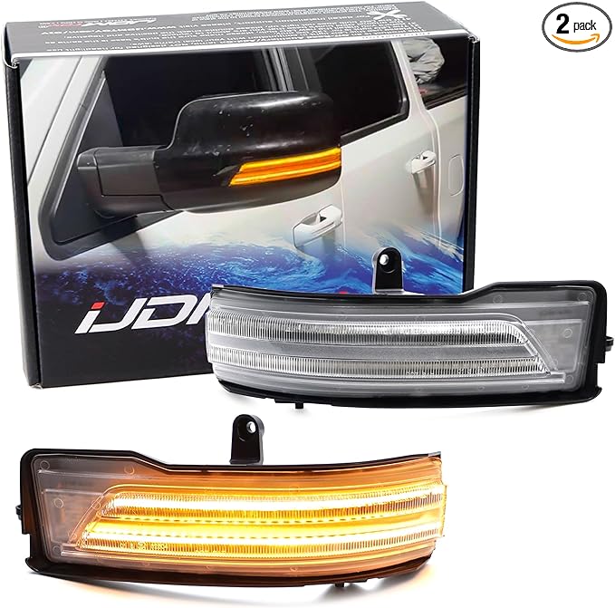 iJDMTOY Semi-Clear Lens Dynamic Sequential Blink/Flow Full LED Side Mirror Turn Signal Light Assembly Kit Compatible with 2019-up Dodge RAM 1500