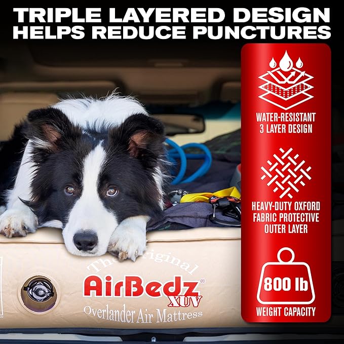 AirBedz PPI XUV Tan Jeep, SUV and Crossover Vehicle Rear Seats Mattress (with Built-in Rechargeable Battery Air Pump)