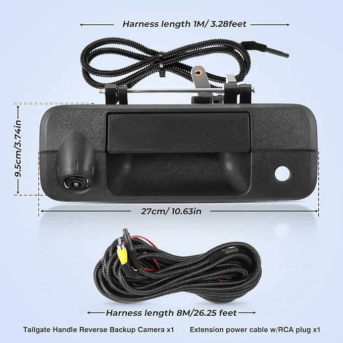 Tailgate Handle Backup Camera Fit for Toyota Tundra 2007-2013 Classic Tailgate Reversing Rear View Park Assist Camera RCA Plug Replaces 69090-0C051 86790-34011 86790-34030
