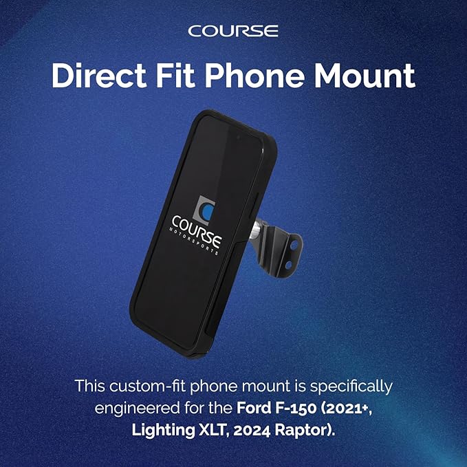Course Motorsports DirectFit Phone Mount | MagSafe Compatible | Custom Dash Mount | Truck Phone Holder | Compatible with Ford F-150 (2021+ Lightning XLT, 2024 Raptor) - Non Charging Left
