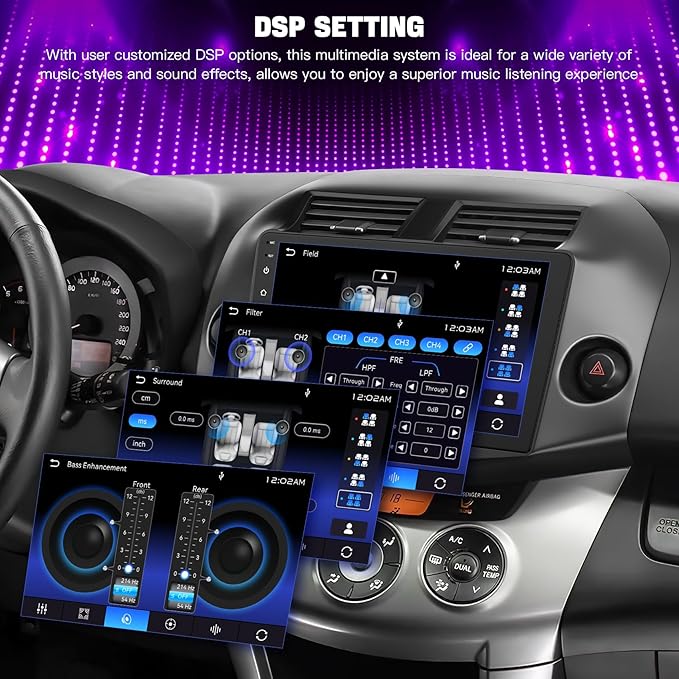 Car Radio Stereo for Toyota RAV4 2007-2012 Without JBL Sound System, Support Wireless Carplay/Android Auto/Mirrorlink, 10 Inch QLED Touchscreen with Bluetooth,FM Radio