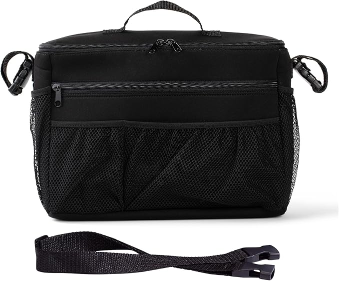 J.L. Childress Cool 'N Cargo Stroller and Wagon Cooler and Organizer - Universal Fit - Insulated - Attaches to Strollers, Wagons, Walkers and Wheelchairs - Large Capacity - Black
