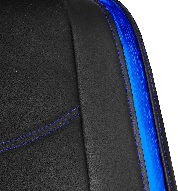 FH Group Full Set Faux Leather Car Seat Covers - Universal Fit, Low Back Front Seat Covers, Airbag Compatible, Split Bench Rear Seat Cover for SUV, Sedan, Blue