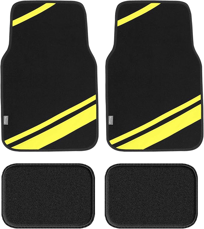 FH Group Car Floor Mats - Carpet Floor Mats for Cars, Universal Fit Automotive Floor Mats, All Purpose Car Floor Mats, Carpet Protector Mat for Most Sedan, SUV, Truck Floor Mats Yellow
