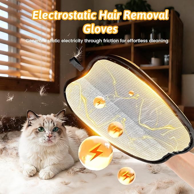 Pet Hair Removal Glove for Dogs & Cats, Newly Upgraded Reusable Electrostatic Pet Hair Remover Glove, Pet Hair Remover Mitt Tool for Couch, Furniture, Bed, Clothing, Carpet, Car Seat