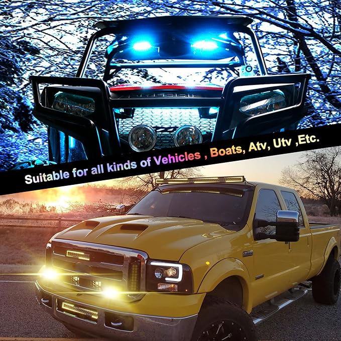 4PCS 4" inch LED Spot Work Light Bar with Multi-Color Chasing RGB Halo 16 Solid Colors Over 92 Flashing Modes Offroad Pods Lights LED Driving Lamp Fog Lights with Switch and Wiring Harness