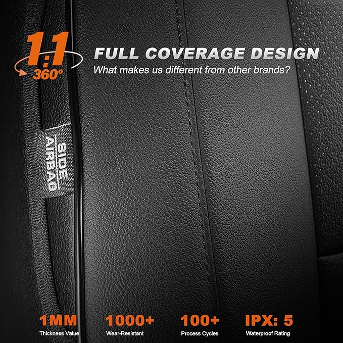 AOMSAZTO Custom Fit Seat Covers for Jeep Wrangler 1997 1998 1999 2000 2001 2002 Waterproof Car Seat Covers Full Set Black