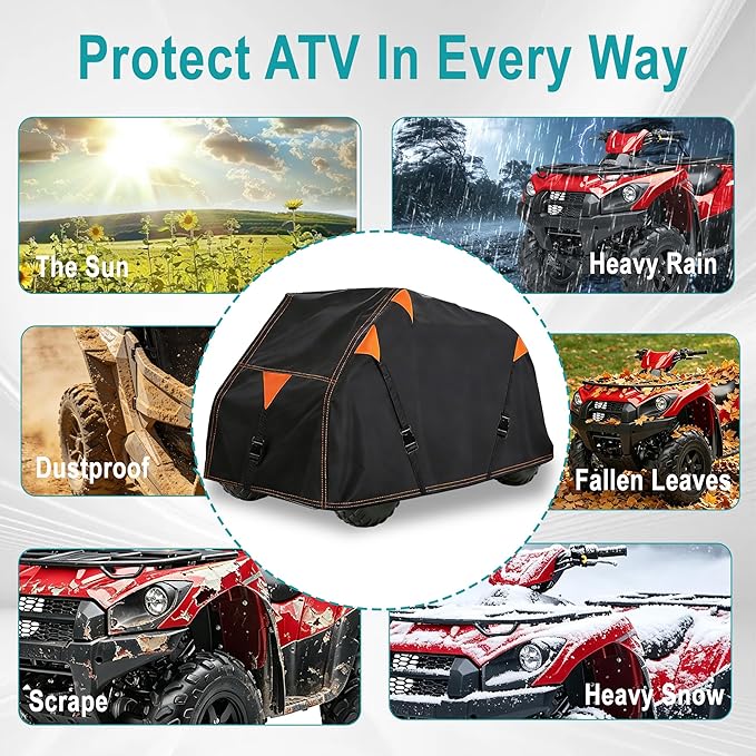 QYMOTO 900D ATV Covers Water-Proof Outdoor Heavy Duty,Quad Cover with 3 Adjustable Wind-Proof Straps for CFMOTO Cforce 600,Polaris Sportsman 500 550 570,Can-Am Outlander 450 570