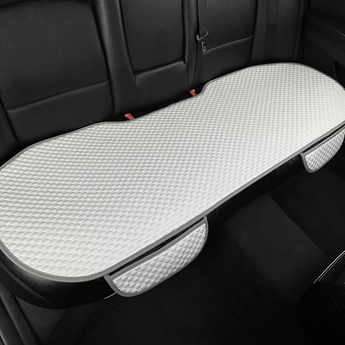 West Llama Car Seat Covers Full Set,Ice Silk Bottom Seat Covers for Cars Include 1 Pair Front Driver Seat Pad Mat and 1 Rear Bench Cover for SUVs,Cars,Sedans(3PC-White)