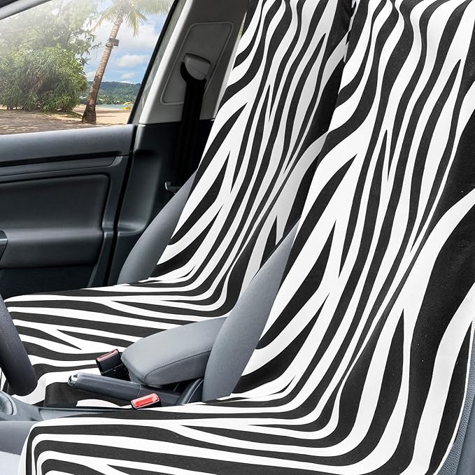 2 Pack Car Seat Towel Covers with Storage Bag 63 x 32 Inch Athletic Running Towel Seat Sweat Washable Non Slip Cover Gift for Car Outdoor Sport Activities (Zebra)