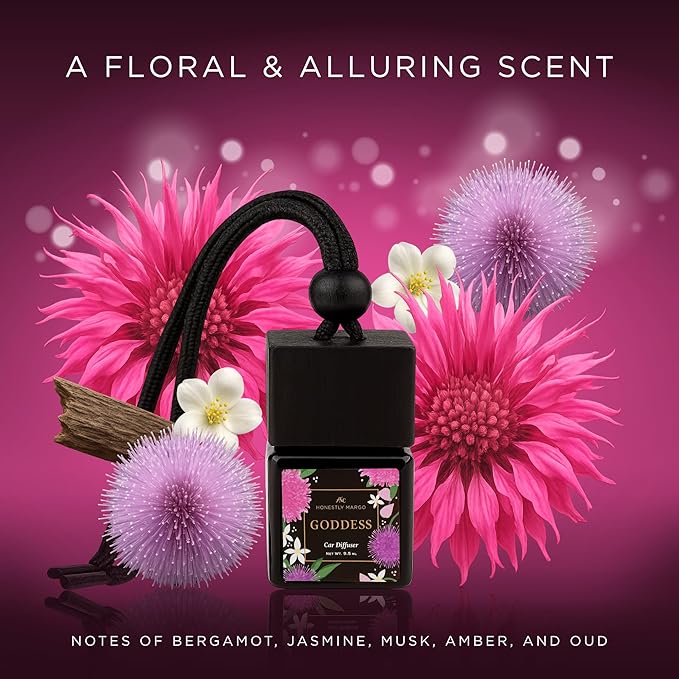 Honestly Margo Goddess Car Diffuser Air Freshener (0.34 Fl Oz, Pack of 1) – Stylish Scent Diffuser with Perfume – Must-Have Essentials for Women, Car Fresheners Long Lasting for a Fresh Drive