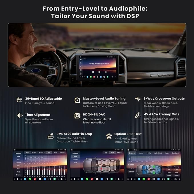 ATOTOZONE X10 10" Single Din & Double Din Car Stereo, Floating Screen,8G+128G Android in-Dash Navi, AI Vision, Cloud SIM&4G LTE, 7.1.2 Ch Hi-Fi Audio, FLAC, Wireless Carplay&Android Auto, ADS Support
