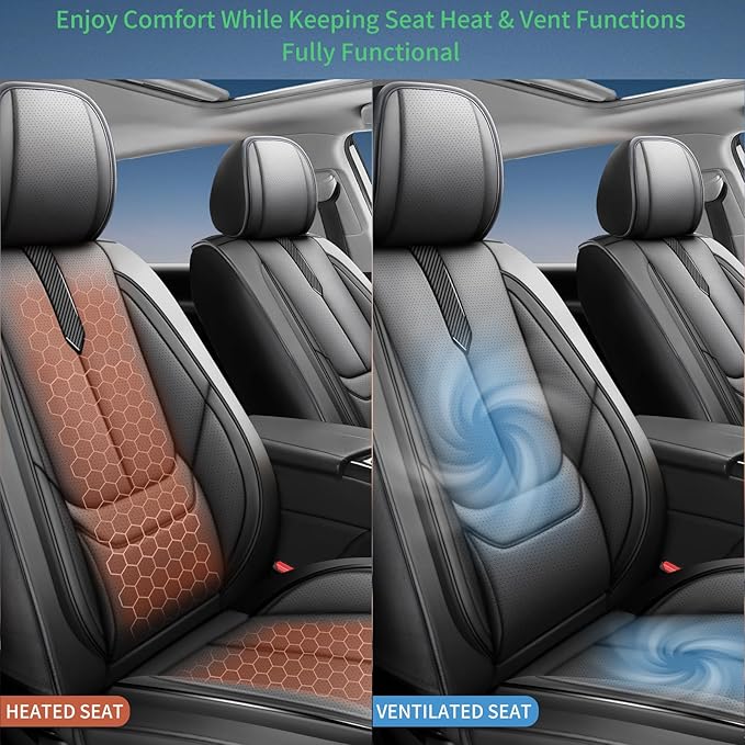 Fit CRV Car Seat Covers for Honda CR-V 2013-2024 2025 2026 -Upgraded Premium Waterproof & Breathable Leather,Airbag Compatible,All-Weather Seat Cushion Protector,Full Set,Black