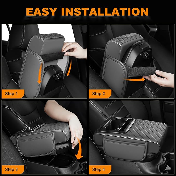 Armrest Cover for Car Fit for Jeep Gladiator - Center Console Cover with Cup Holders and 2 Storage Pockets(Grey)